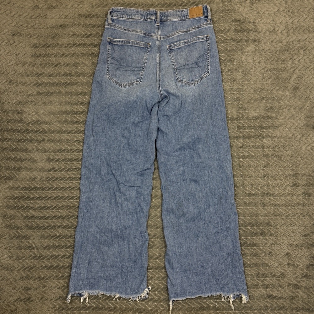 American Eagle Womens Size 6 Short Medium Super High Rise Baggy Wide Leg Jeans - Picture 15 of 16